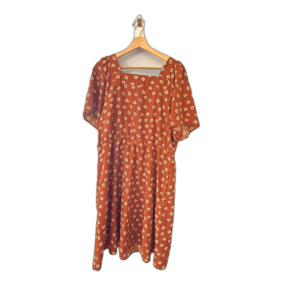 Roolee Women's Orange Floral Dress L - Picture 3 of 4